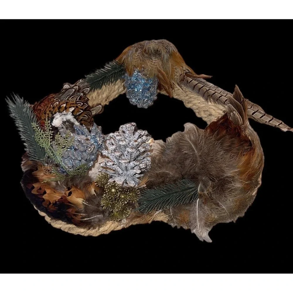 Ring Neck Pheasant Feathers Tails Pelt Down Heart Wreath Taxidermy 15